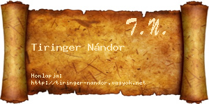 Tiringer Nándor névjegykártya