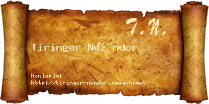 Tiringer Nándor névjegykártya